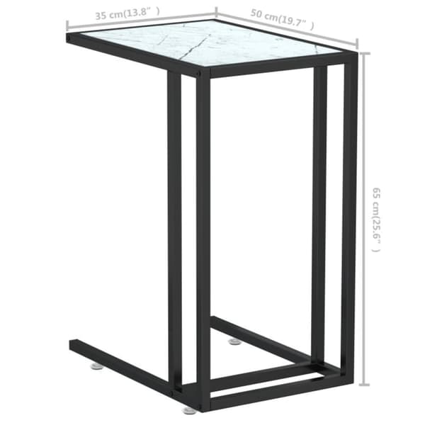 vidaXL computer sidebord hvid marmor 50x35x65 cm
