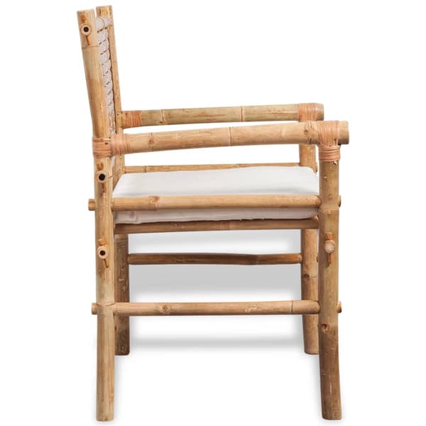 vidaXL 3-delat bistroset med kuddar, bambu