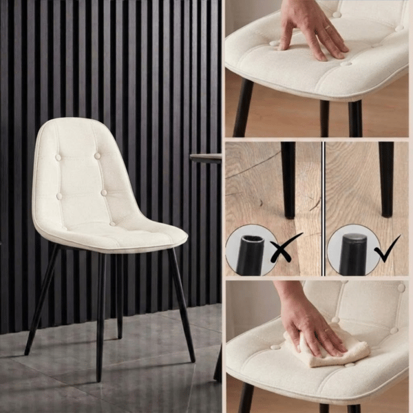 Aristo fløjlsstol, beige, sorte ben