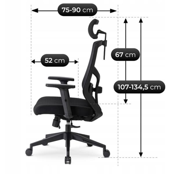 BENTO Sort Moderne Ergonomisk Drejelig Kontorstol