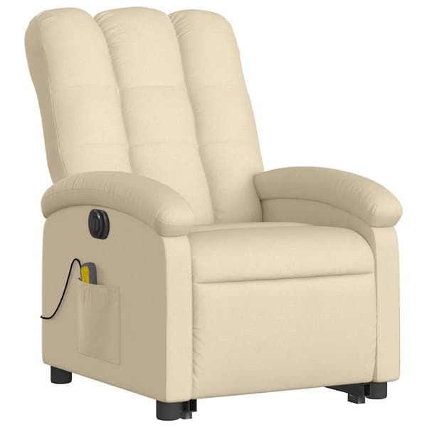 vidaXL Lyftbar massagefåtölj, elektrisk, vilstol, krämfärgad