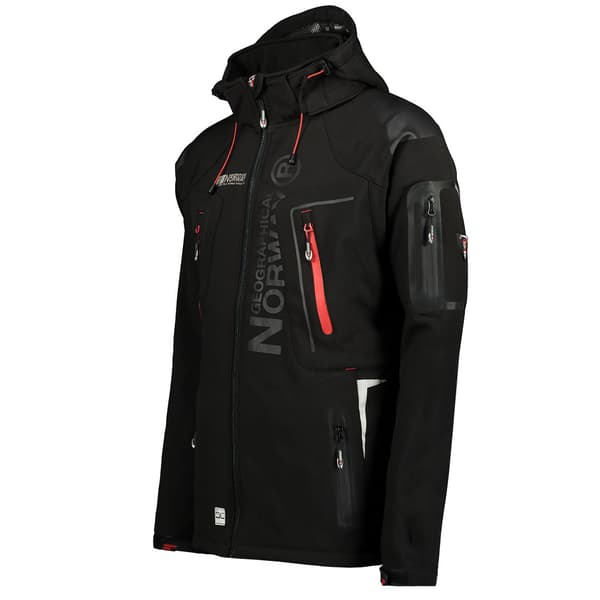 Geographical Norway Techno herrvinterjacka svart softshell vindtät vattentät huva S