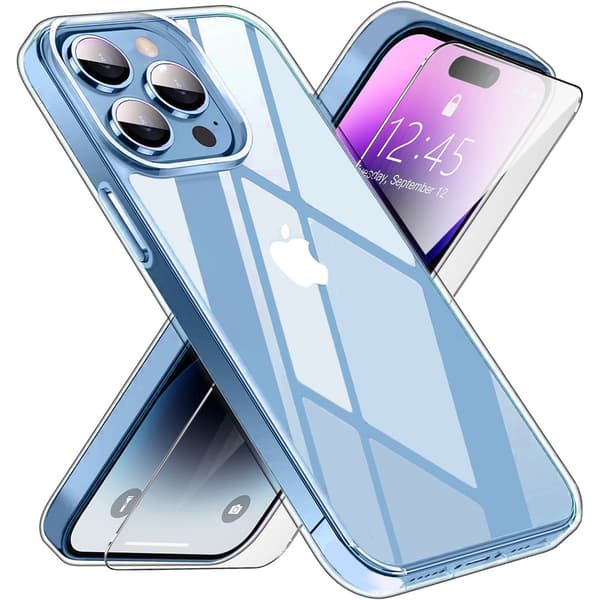 Premium Armor Slim 2mm-skalset för iPhone 14 Pro Max, klart + glas