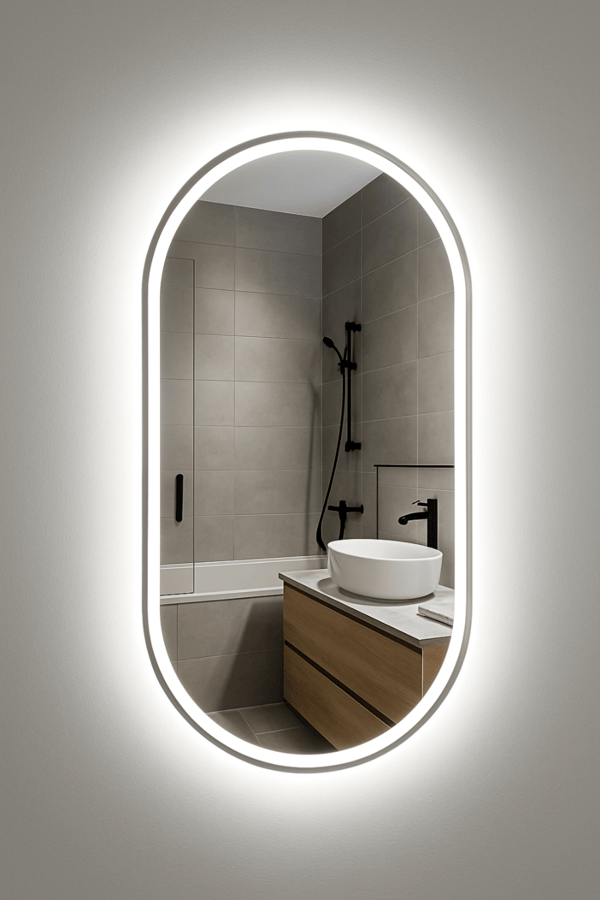 OVAL BADRUMSPEGEL LED-BELYSEN RAMLÖS MARKSPEGEL 40x75 Lunara