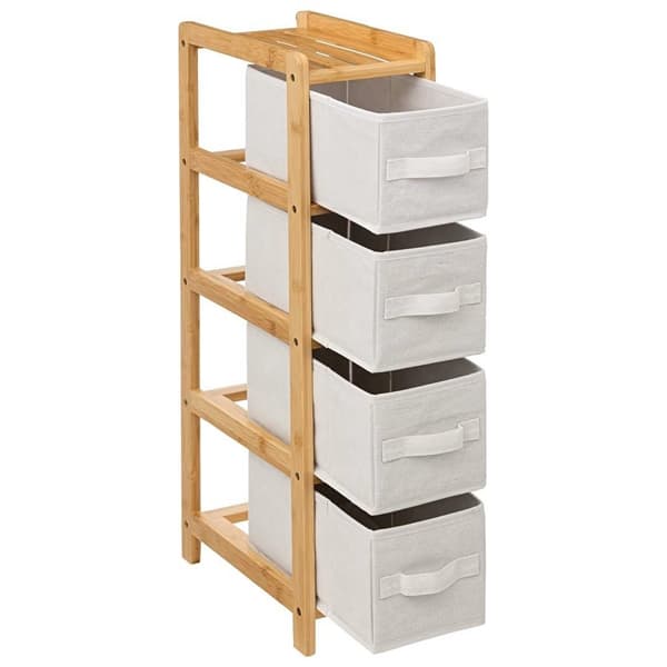 Badrumshylla med 4 korgar Tidy Box