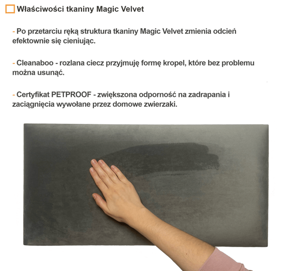 Polstret panel 50x50 Magic Velvet 2241 (Grå)