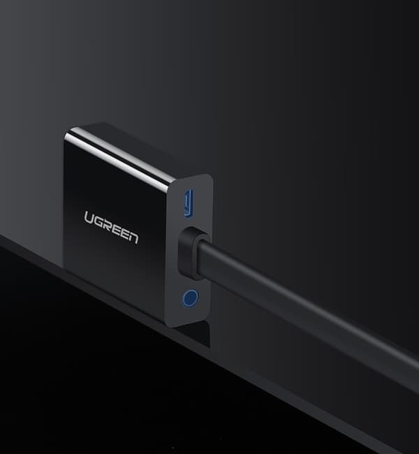 HDMI - VGA micro USB AUX lyd 3,5 mm mini jack adapter sort