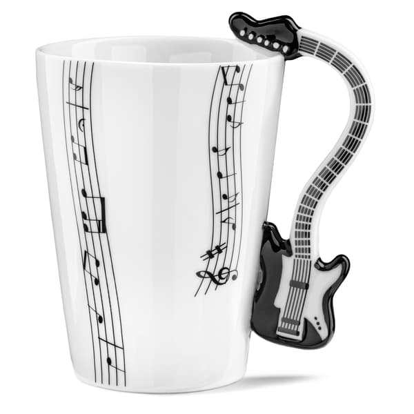 Musikduo-set - SVART ELGITARRMugg + underlägg