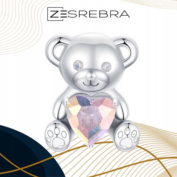 Charms BAMSE opal hjerte sølv pr 925 perle vedhæng perler