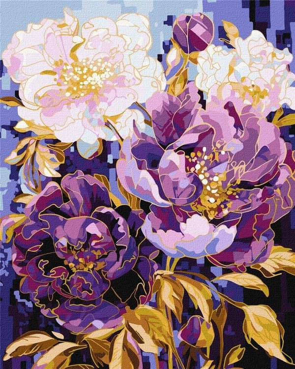 Maleri efter tal - Blomsterkalejdoskop 40x50