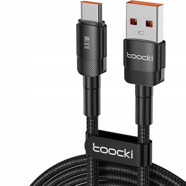 Langt 3m TOOCKI hurtigt USB-A til USB-C 100W PD-kabel 3 meter