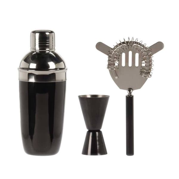 5-delat glansigt svart bartenderset