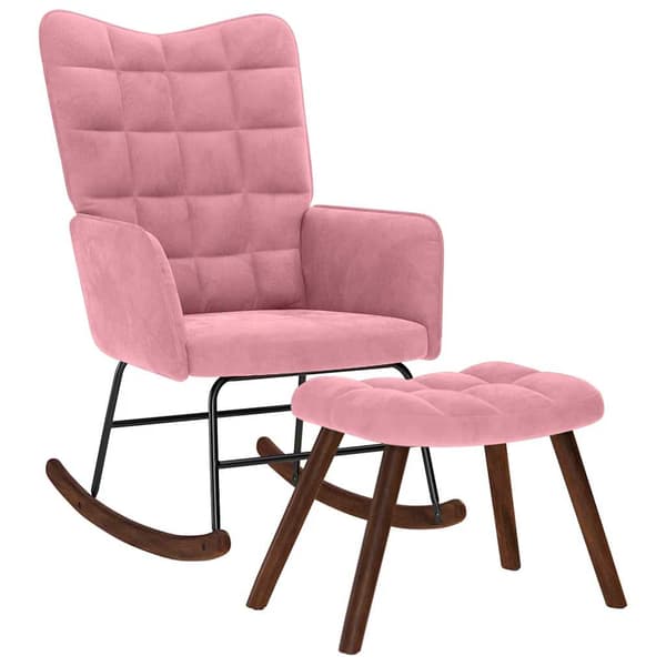 vidaXL Gungstol med pall rosa sammet