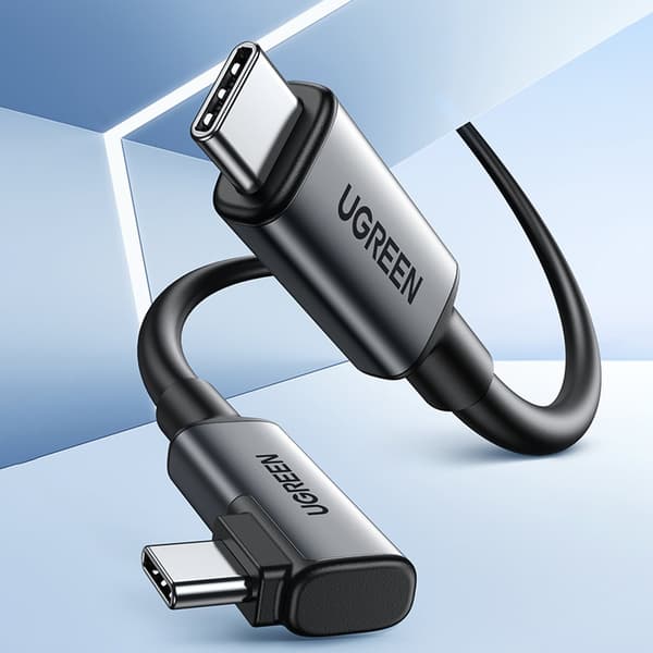 USB-C vinklet kabel med understøttelse af Oculus Quest 2 VR-briller 60W 5m sort