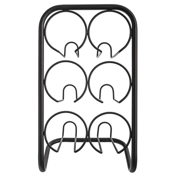 Musta metallinen viiniteline 6 pullolle 22,5x39 cm