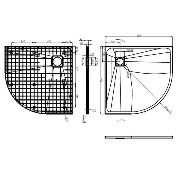vidaXL brusekar, SMC, sort, 90 x 90 cm