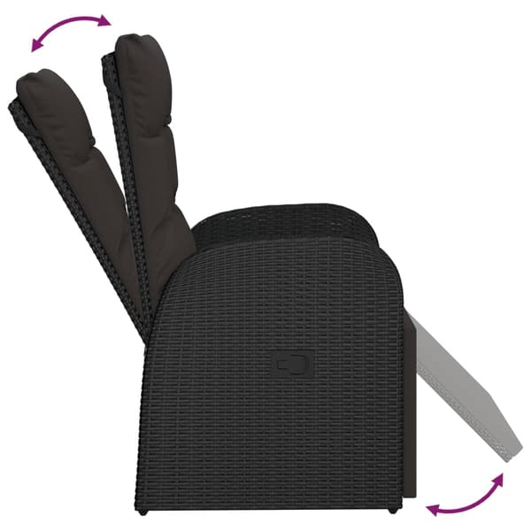 vidaXL hvilestol med hynde, polyrattan, sort