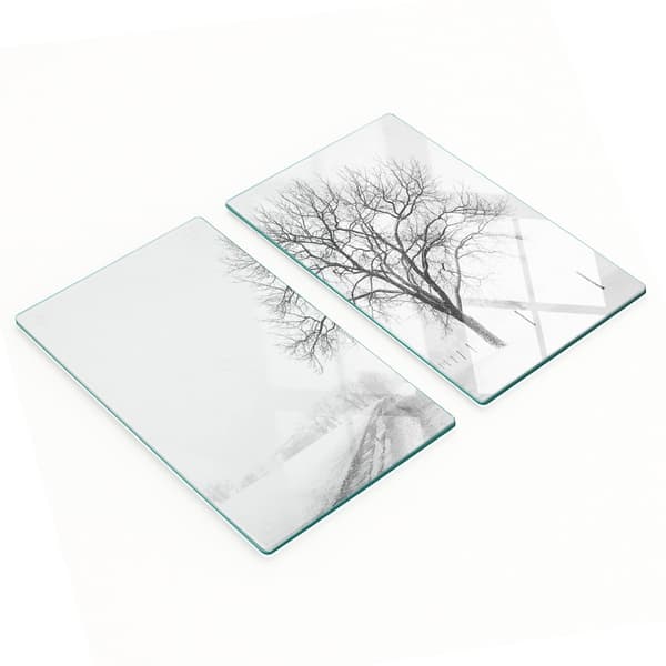 Sæt med to dekorative glas køkkenbrædder vintertræ 2x30x52 cm