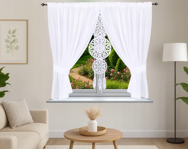 Færdig gardin, 150x400 cm, drømmefanger af filtpanel til stuen