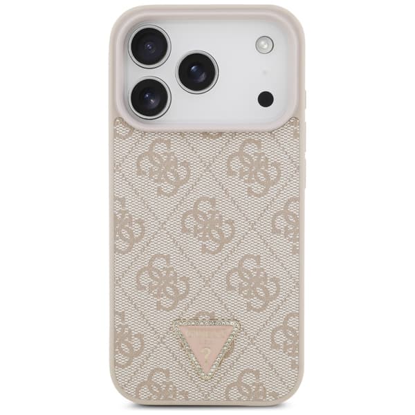 Guess Læder 4G Triangle Strass MagSafe-etui til iPhone 17 Pro - Lyserødt