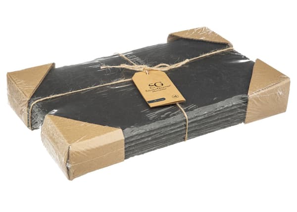 Set med 6 skiffertallrikar 18x30 cm