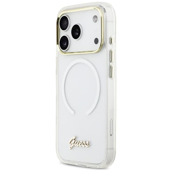 Guess IML Gradient Script Metal MagSafe-skal till iPhone 17 Pro Max Vitt
