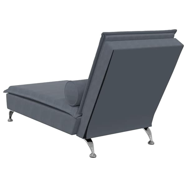 vidaXL Massageschäslong med rullstol, mörkgrå, sammet