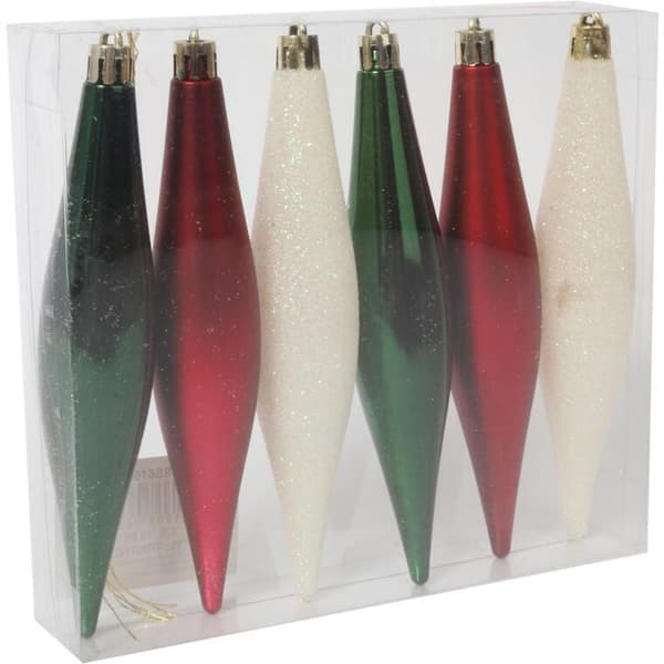 Sæt med 6 elegante plastikkuler 15 cm til juledekoration