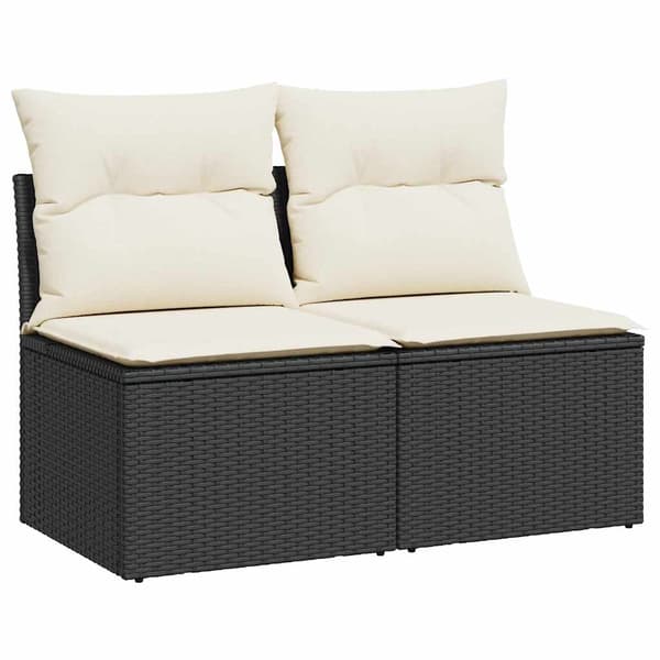 vidaXL 2-delt sofasæt med hynder, sort, polyrattan og akacie