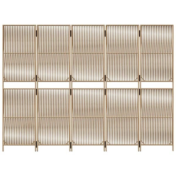 vidaXL Rumsavdelare med 5 paneler, beige, polyrotting