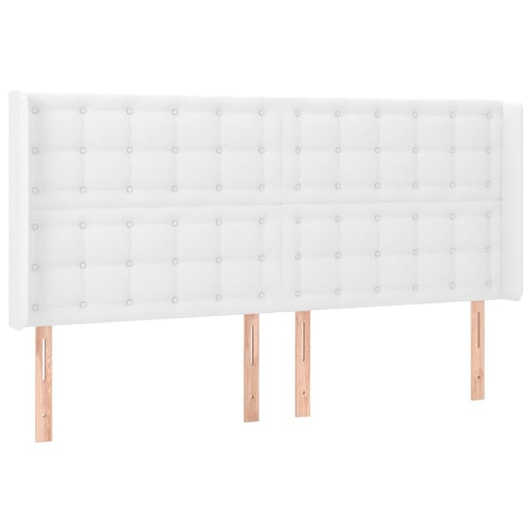 vidaXL Vingad nackstöd vit 183x16x118/128 cm konstläder