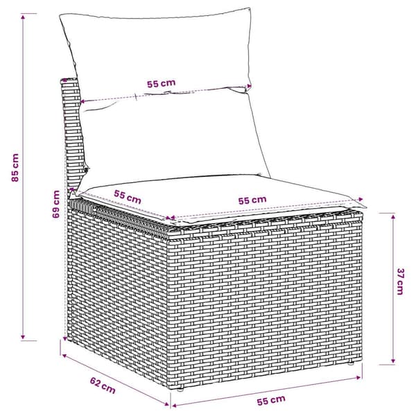 vidaXL Armlös soffmodul med kuddar brun