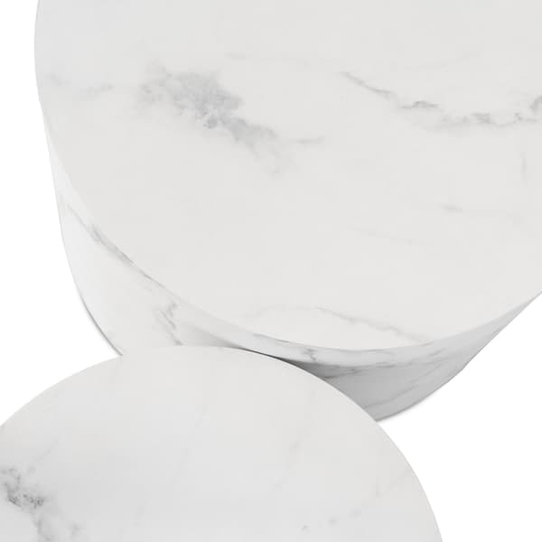 LEILA Soffbordsset 38 cm/48 cm Vit Marmor Modern Glamour
