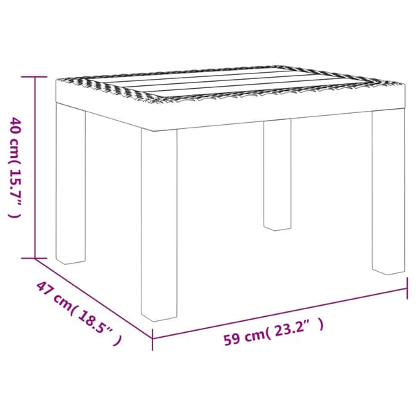 vidaXL Trädgårdsbord, Vitt, 59x47x40 cm, PP