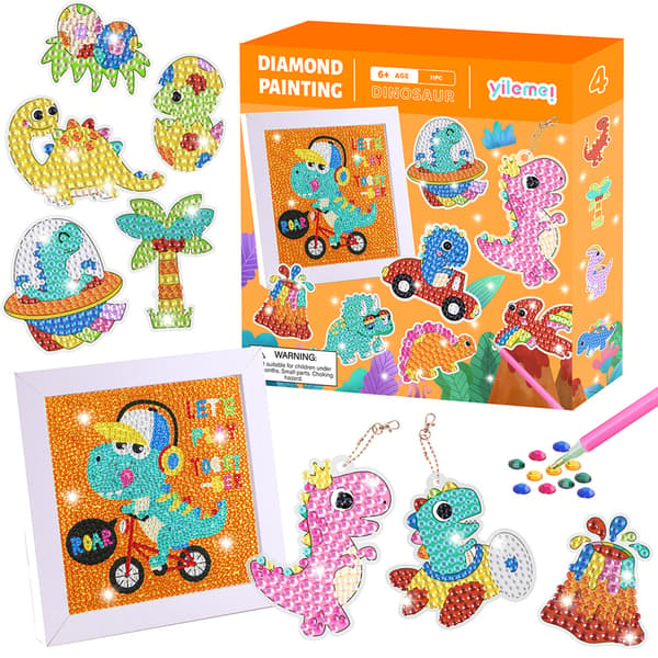 DIAMANT MOSAIKKØRINGE, STICKERS, DINOSAURBILLED