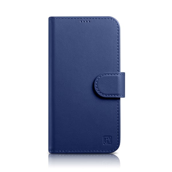 2-i-1 Læder Flip Cover iPhone 14 Plus Anti-RFID Pung Blå