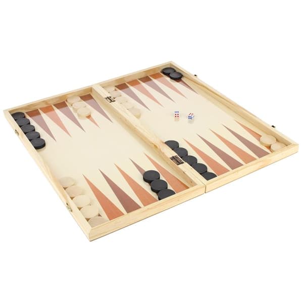 Klassiskt träschack 3-i-1-brädspel dam backgammon 48x48 cm