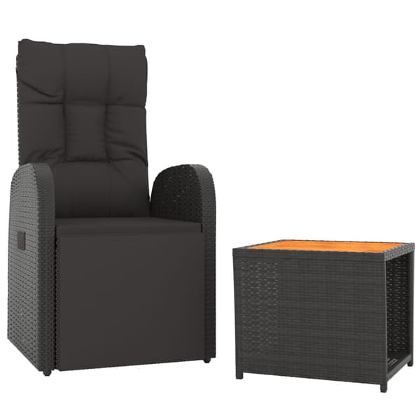 vidaXL 2-delt havemøbelsæt, sort polyrattan og akacie
