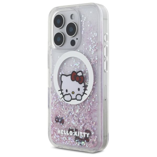 Hello Kitty Liquid Glitter Sweet Kitty Bows MagSafe-etui til iPhone 16 Pro Max, hvid
