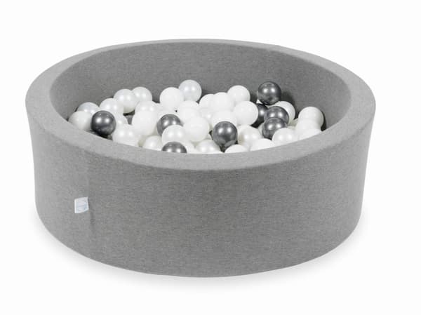 Torr grå pool 90x30 med 200 bollar: vit, pärlfärgad, metallisk grafit