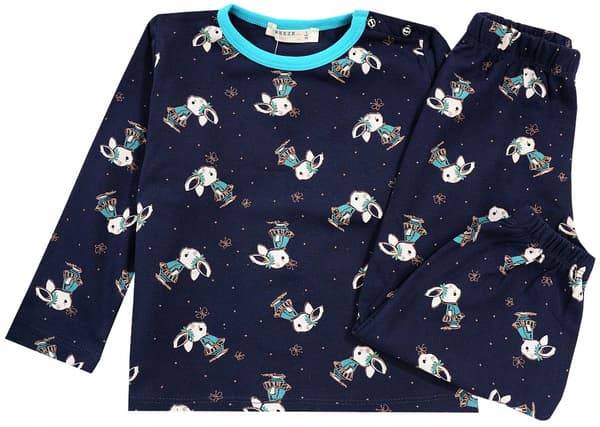 PYJAMASSET LÅNGÄRMAD BOMULLSKANIN 1 år/80 cm J201K