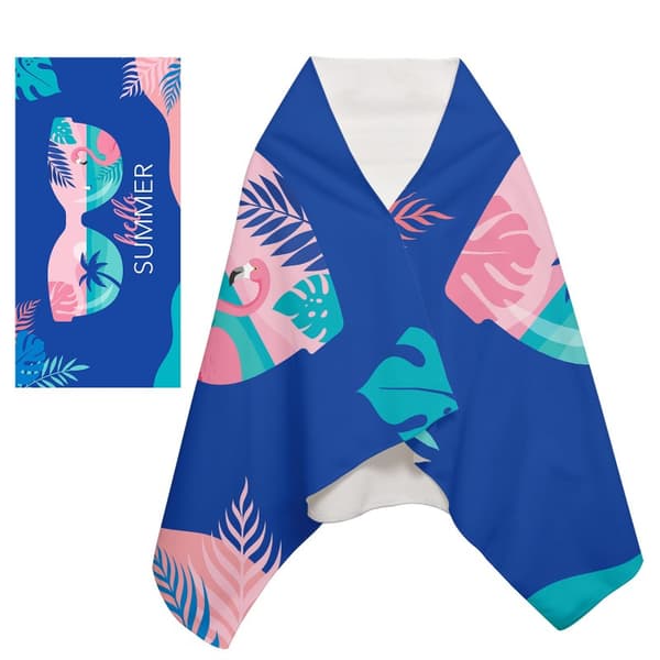 Rektangulär blå strandhandduk HELLO SUMMER 150x70 REC54WZ9