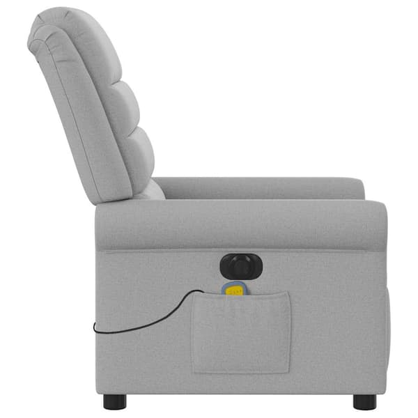 vidaXL elektrisk lænestol med massagefunktion, grå, stof