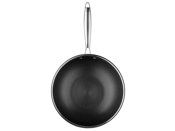 ARISTO PLUS WOK-STEGEPANDE I RUSTFRIT STÅL 28 CM
