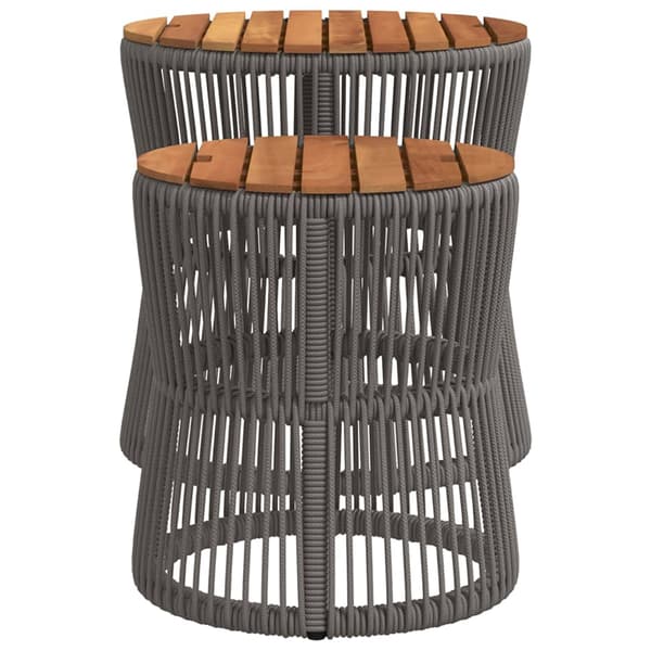vidaXL haveborde, sæt med 2, træbordplader, grå, polyrattan