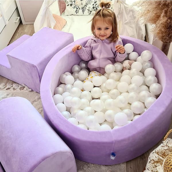 Tør pool 90x90x40 fløjlsblød lilla uden bolde
