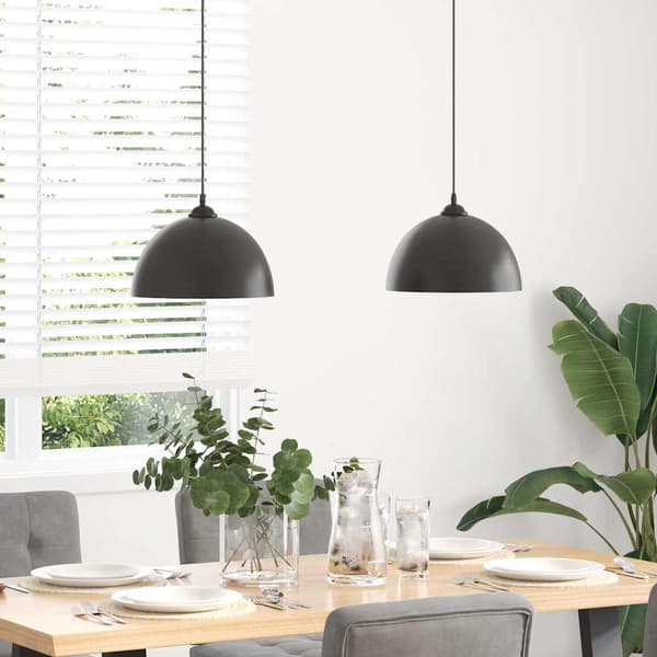 vidaXL pendellamper 2 stk. justerbar højde E27 sort metal