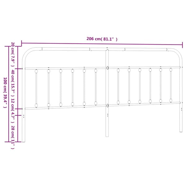 vidaXL metalsengegavl, hvid, 200 cm