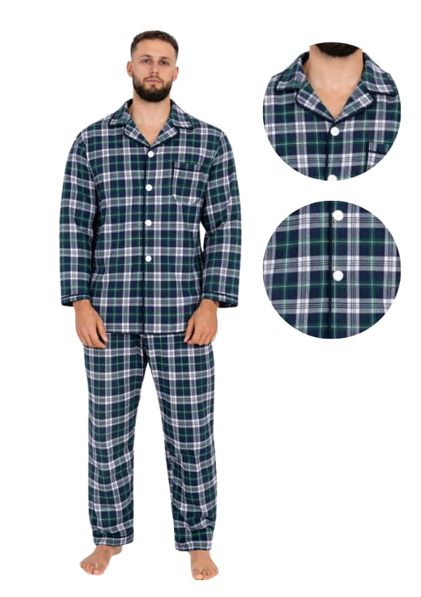 Herr Etamina Pyjamas M långärmad och byxor Knappkrage Bekväm