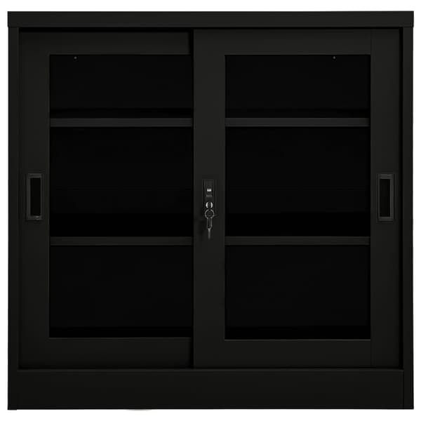 vidaXL skydedørsskab sort 90x40x90 cm stål